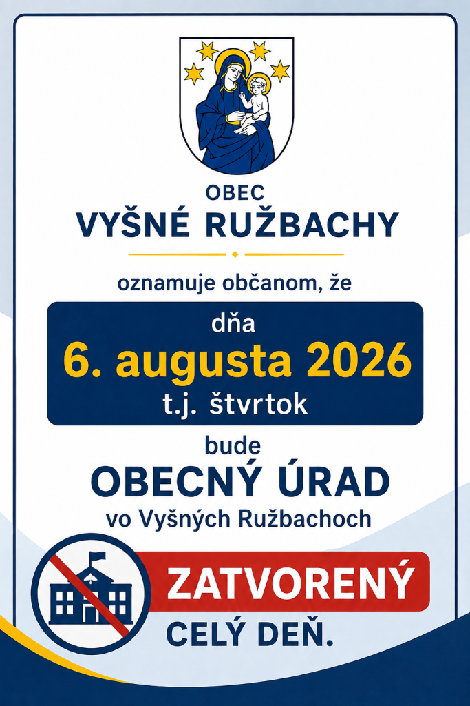 Oznam o&nbsp;zatvorení úradu