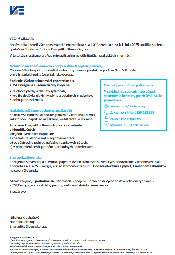 VSE informuje